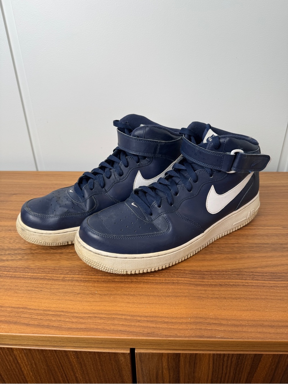 Nike Air Force 1 Mid Blue White Mens Size 12 Leather Classic